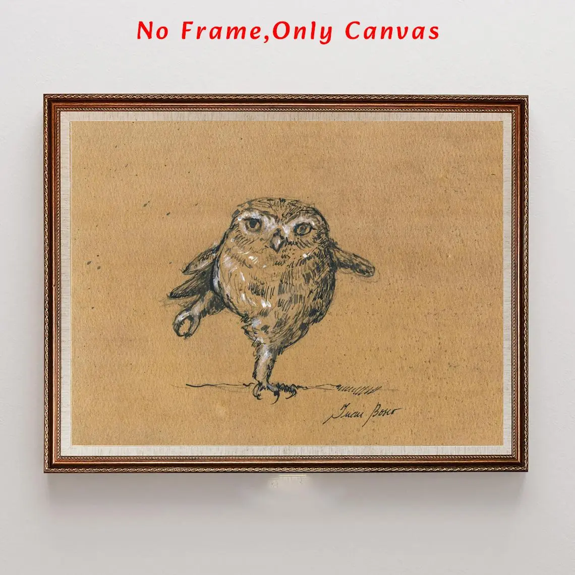 Owl Sketch Poster, Vintage Animal Design Canvas Wall Art, Art Wall Decoration, Wall Decor for Home Living Room Bedroom Study Room, Ornaments, Artwork, Indoor Decoration