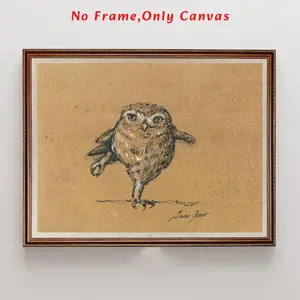 Owl Sketch Poster, Vintage Animal Design Canvas Wall Art, Art Wall Decoration, Wall Decor for Home Living Room Bedroom Study Room, Ornaments