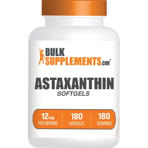 BulkSupplements Astaxanthin Softgels - 12mg per Serving, 180 Count, Sugar Free, Gluten Free, Oxidative Support Antioxidants Nutritional Supplements with Sunflower Oil, Gelatin, Glycerin, AMD/Eye Support & Helps Reduce Inflammation