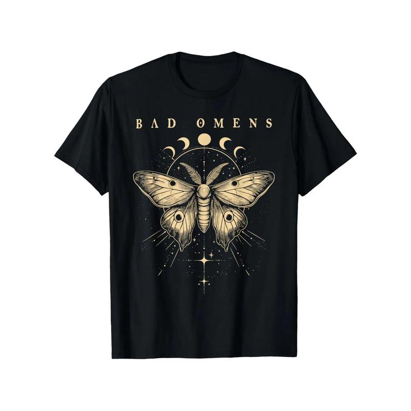 Vintage Bad Music Rock 90s Moth and Moons Vaporware Omens T-Shirt y2k outfits men time tee shirt backwards demon slayer merch double print oversize lightweight acid Oversized Horror Legends T-shirt valentine gift