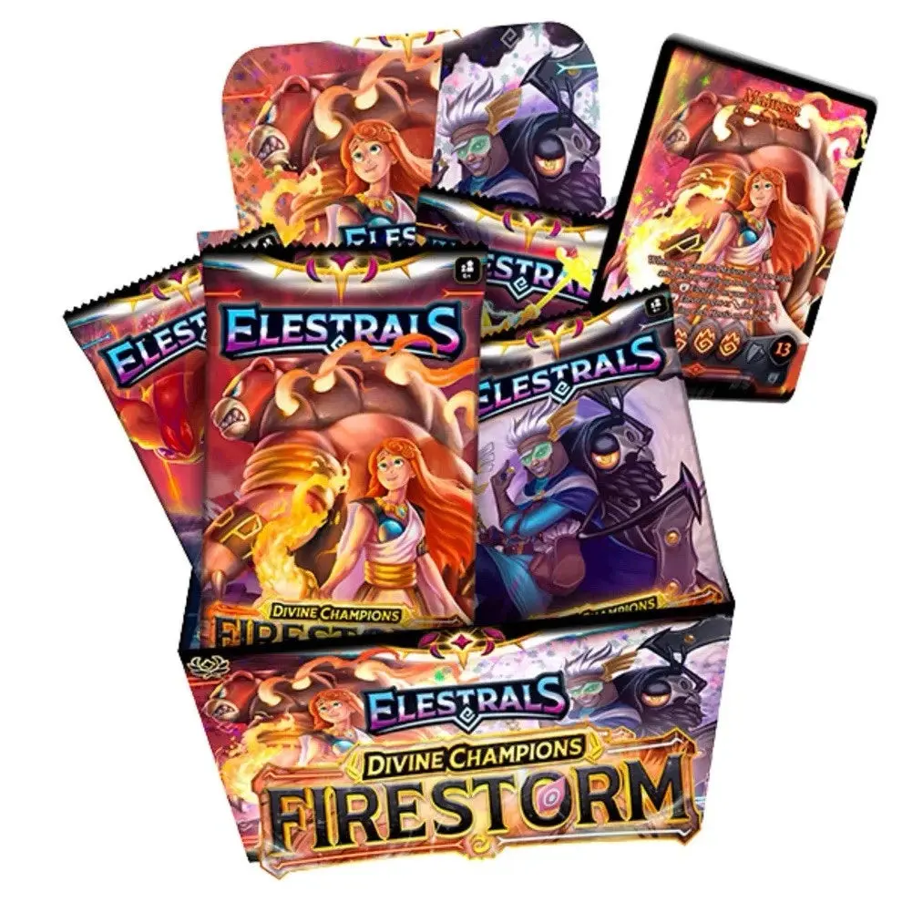 ELESTRALS TCG Fire Storm Booster Pack - Divine Champions Edition - 10 Cards per Pack - High Impact Cards & Rare Foils - Compatible with All Decks, Collectible Card, Trading Card Pack