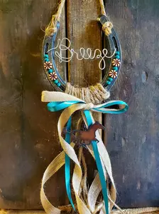 Custom Horse Gift, Personalized Gift for Horse Lovers, Turquoise Sands Hanging Horseshoe Decor