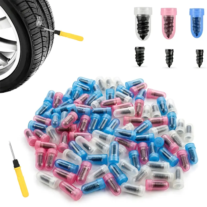 Universal 100 Pcs Multi-Size Tire Repair Tool, Durable Iron-Rubber Nail Set for Car, Truck & Motorcycle Owners, for Quick Emergency Puncture Fix, Cars, Trucks, Motorcycles, Rubber Nails, Tire Plugs