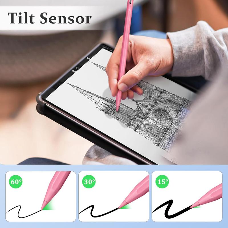 Stylus for iPad Fast Charging Tilt Sensor Anti-Mistouch Compatible with iPad 11 10 9 8 7th Gen Air 7 6 5 4 3 M3 M2 Pro 13 12.9 11 M4 Mini 7 6 5th Gen Pink - Computer Stylus for iPad Fast Charging Tilt Sensor Anti-Mistouch Compatible with iPad 11 10 9 8 7th Gen Air 7 6 5 4 3 M3 M2 Pro 13 12.9 11 M4 Mini 7 6 5th Gen Pink - Computer