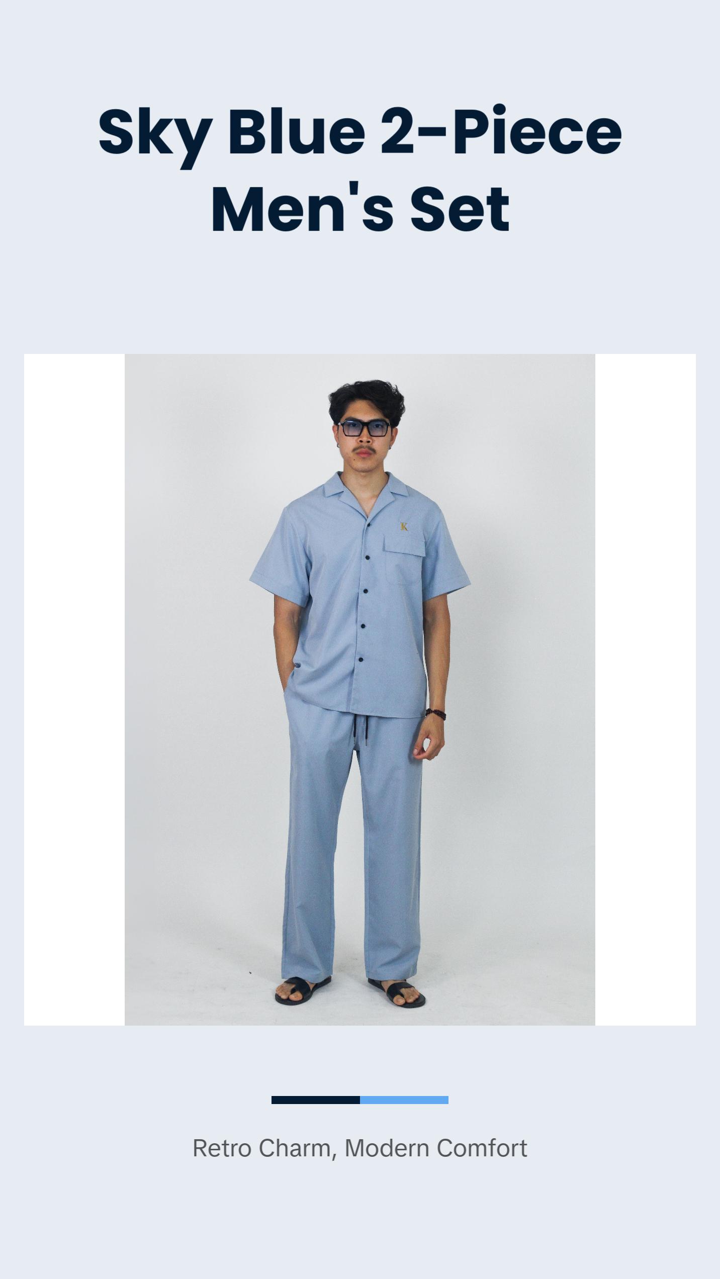 Sky Blue 2-piece Men's Outfit Set