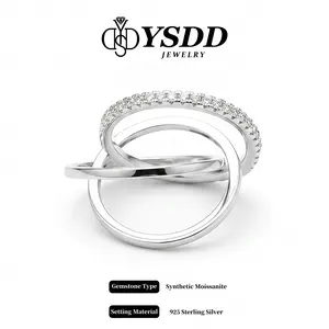 【#651 Pinky Ring】Tri Harmony Size 3-9 Trinity Ring Full Moissanite vvs Synthetic Moissanite Rings in 925 Sterling Silver