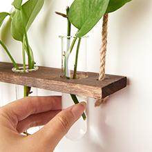 XXXFLOWER Large 3-Tier Hanging Plant Propagation Station Boho Wall Decor with 15 Glass Test Tubes for Plant Enthusiasts