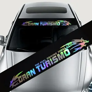 Colorful Laser Car Front Windshield Stickers -4 Different Patterns of Car Decals Personalized Reflective Matte Decorative Sunshade Very Cool Car Decals Automotive Vinyl