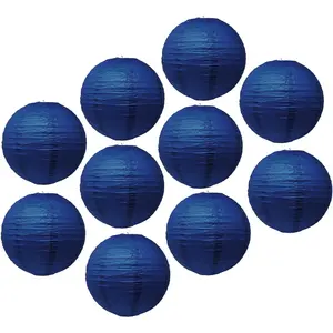 Navy Blue Paper Lanterns Wedding Party Decorations - 12 in 10 Round Japanese Chinese Lanterns Decorative Hanging Ceiling Decorations Lamp Shade