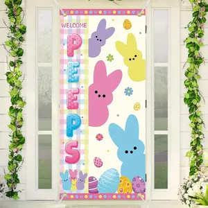 Spring-Themed Bunny Eggshell Patterns Door Decorations, Reborn Slogan, Indoor & Outdoor Use, Perfect for Easter Hunts & Baby Showers
