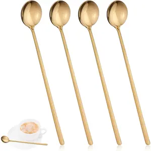 4 Pack  Coffee Spoons Stirring Spoons Long  Spoons Coffee Mixing Spoons 6.7 Inches  Espresso Spoons for Coffee Bar  Ice Teaspoons Stainless Steel  Mixing Spoons