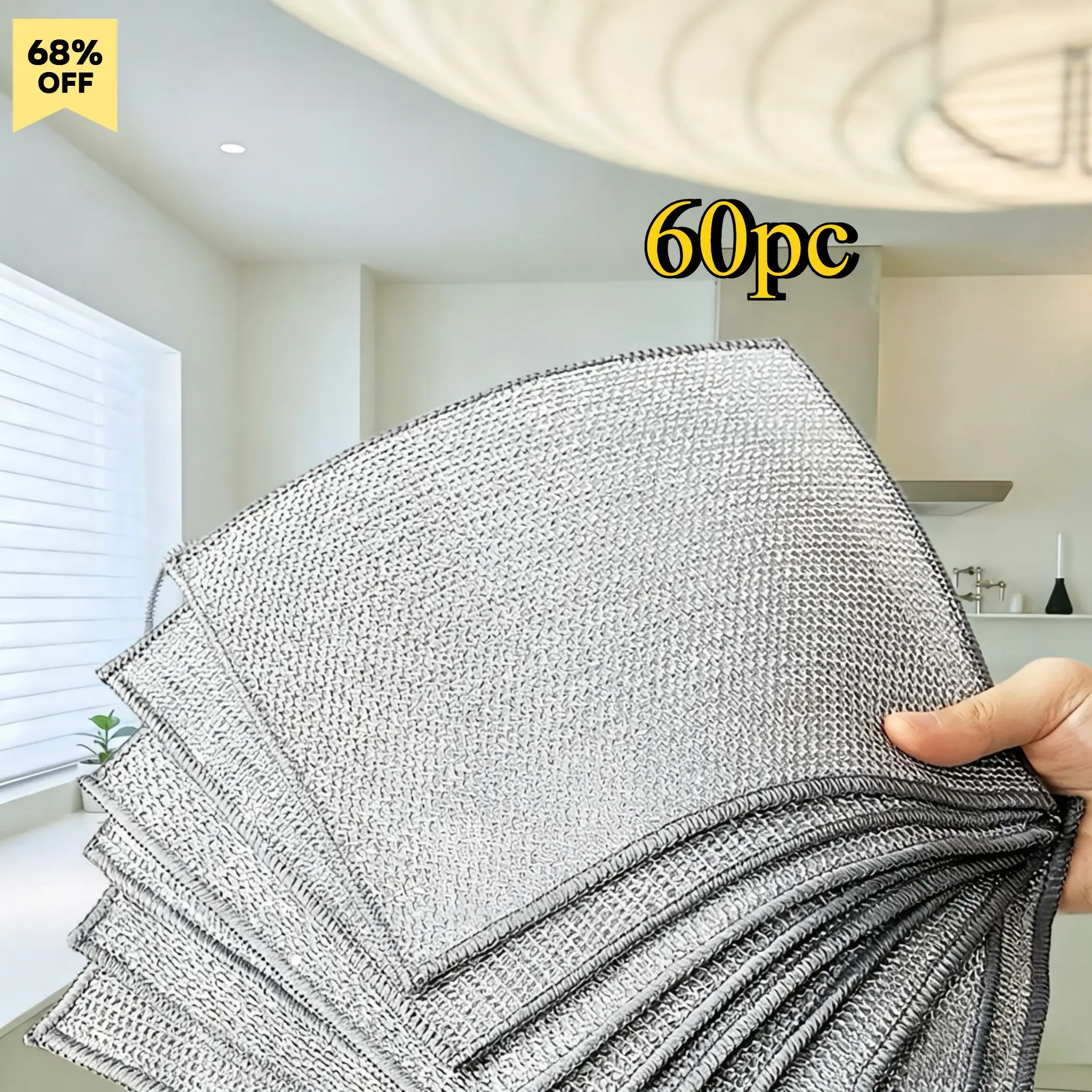 60 pieces of eco-friendly and reusable mesh cleaning cloth, Dishcloths for washing dishes - Durable Easy Clean woven polyester scratch free scrubbing cloth, suitable for kitchens, bathrooms - ideal for removing grease and dirt Home Cleaning Products