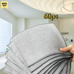 60 pieces of environmentally friendly and reusable mesh cleaning cloth - Durable Easy Clean woven polyester scratch free scrubbing cloth, suitable for kitchens, bathrooms, and restaurants - ideal for removing grease and dirt Home Cleaning Products