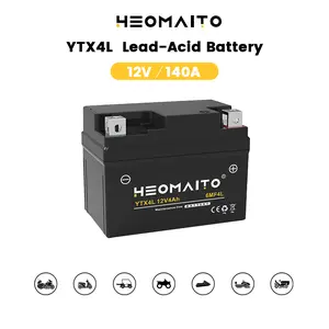 HEOMAITO AGM YTX4L-BS 12V 4Ah 140CCA Motorcycle Battery - Maintenance-Free Factory Activated Pre-Charged Lead Acid Battery - IP55 Waterproof Vibration Resistant High Power for ATV Scooter Dirt Bike Snowmobile Moped 50cc-100cc