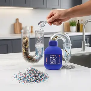 PIPE BOBO Magic Mix Drain Granules, Unclog in SECONDS, Hair & Grease Destroyer | Safe for All Pipes Kitchen Sinks Shower Drains Tubs Dissolves 200+ Blockages Kills 99% Bacteria Safe | Instant Deodorizer, FAST US Shipping, Cleaner Bathroom Cleaning Tool