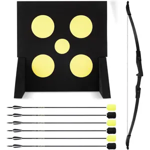 Bow Arrow Set Archery Bow Game with Foam Tipped Arrows & Pop Out Target for Safe Archery Combat LARP Shooting Outdoor Camping for Adult from Beginner to Advanced
