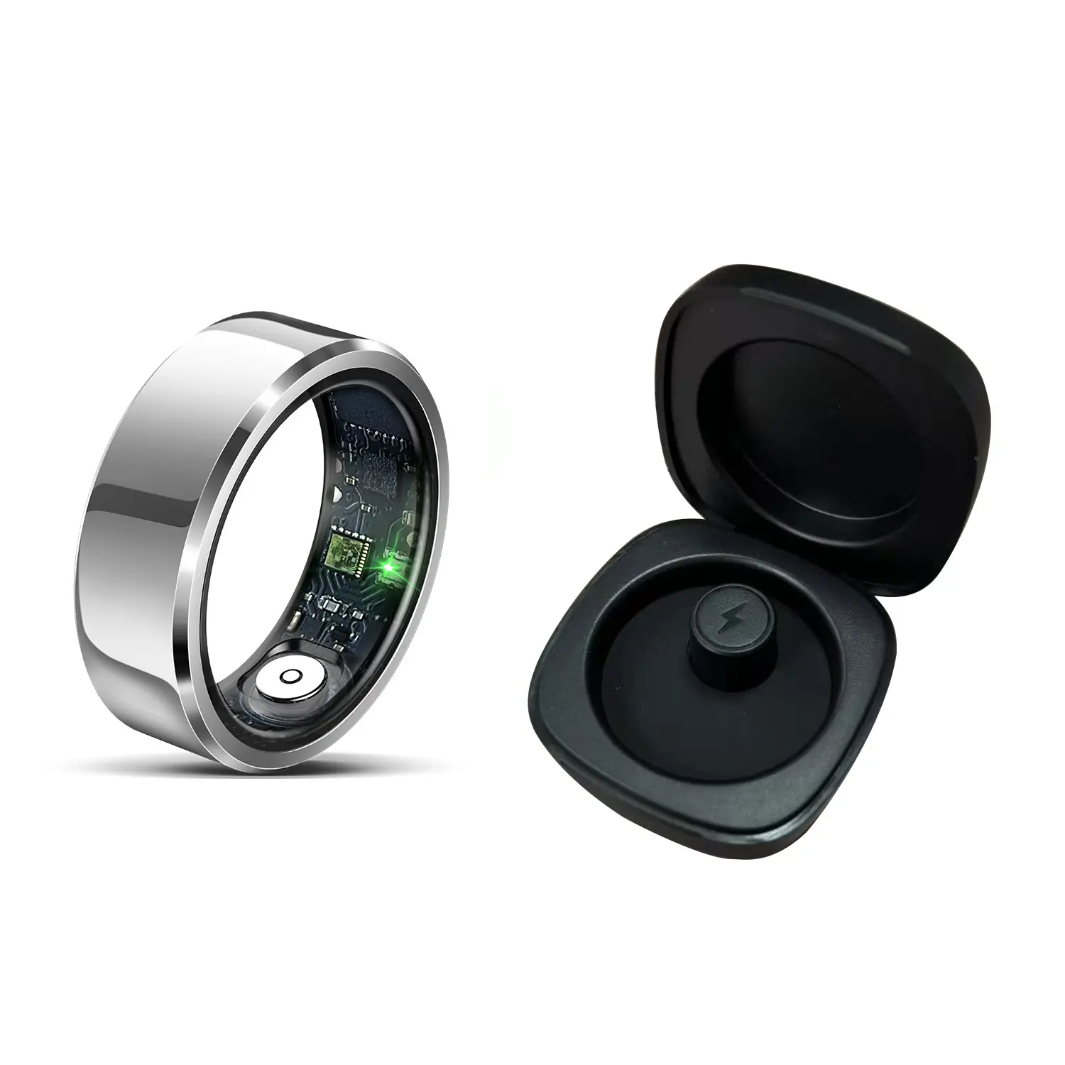 Women's 2025 New Compact Futuristic Oval Wearable Smart Fitness Tracker Ring - Cordless Calorie Tracker, Blood Pressure, Heart Rate, Sleep Monitoring, IP68/5ATM Waterproof, Multi-Mode Tracking, Universal Device