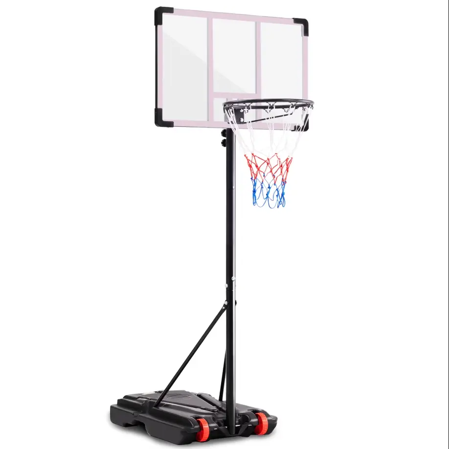 Gianna Adjustable Kids Basketball Hoop, 5.09–8.53ft Portable Outdoor Goal with PC Backboard and Stable Base, White