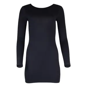 Jenna Long Sleeve Open Back Cotton Mini Dress - Black