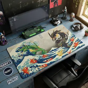 Rayquaza Great Wave Ukiyo-e XL Gaming Mouse Pad, Desk Mat