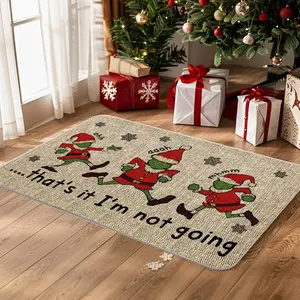 “Christmas Grinch Elf Doormat | Funny ‘I’m Not Going’ Xmas Decor | Flannel Door Mat for Holiday Home | Cute Festive Floor Rug | Perfect for Winter Entryway Gifts