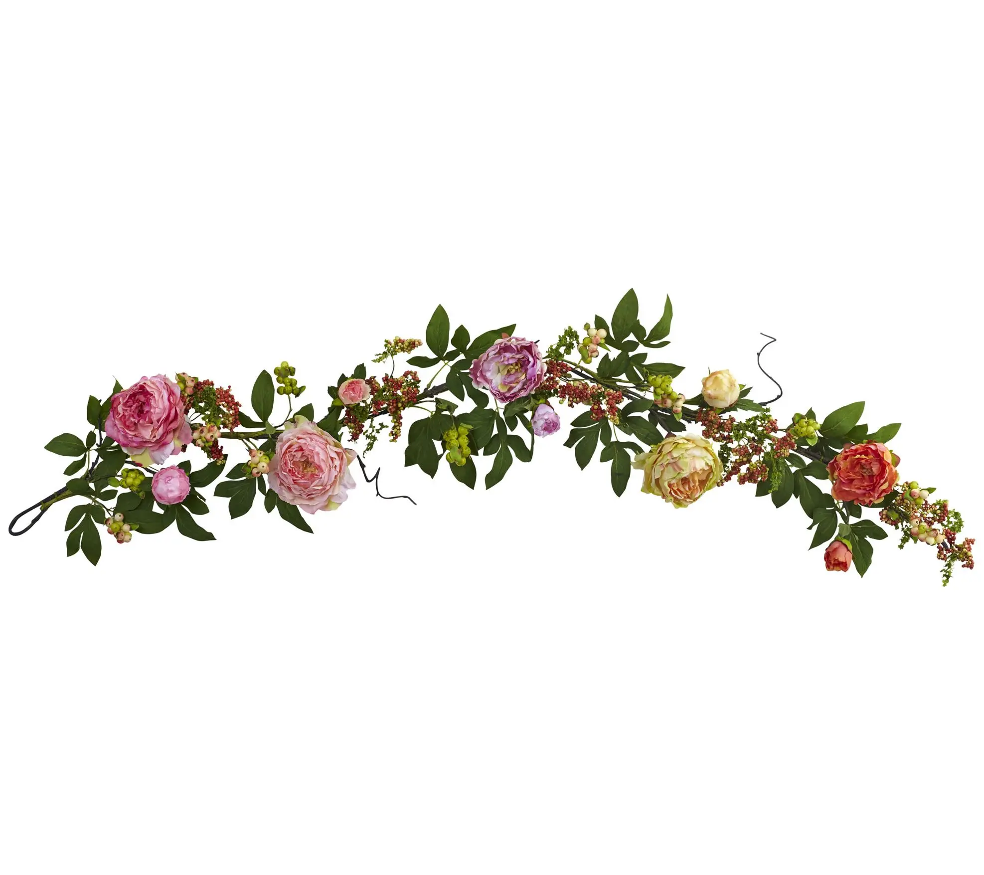 60" Mixed Peony and Berry Garland by Nearly Natural