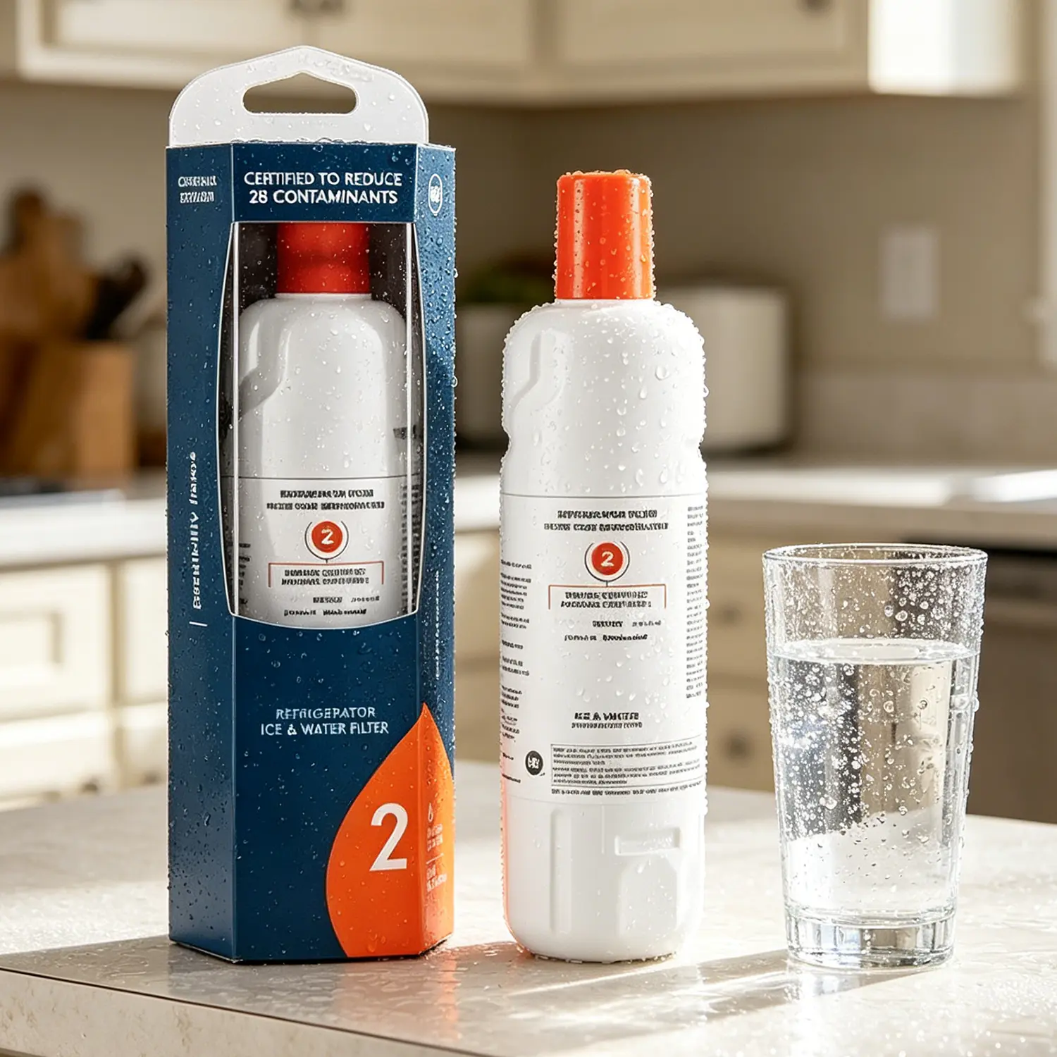 W10413645A Water Filter 2 Replacement, Compatible with EveryDrop Filter 2, Whirlpool EDR2RXD1, WHR2RXD1, Whirlpool WRF757SDHV, WRF767SDHZ, WRF767SDHV, WRFC9636RZ, 1 Pack, Refrigerator, Certified For Safety