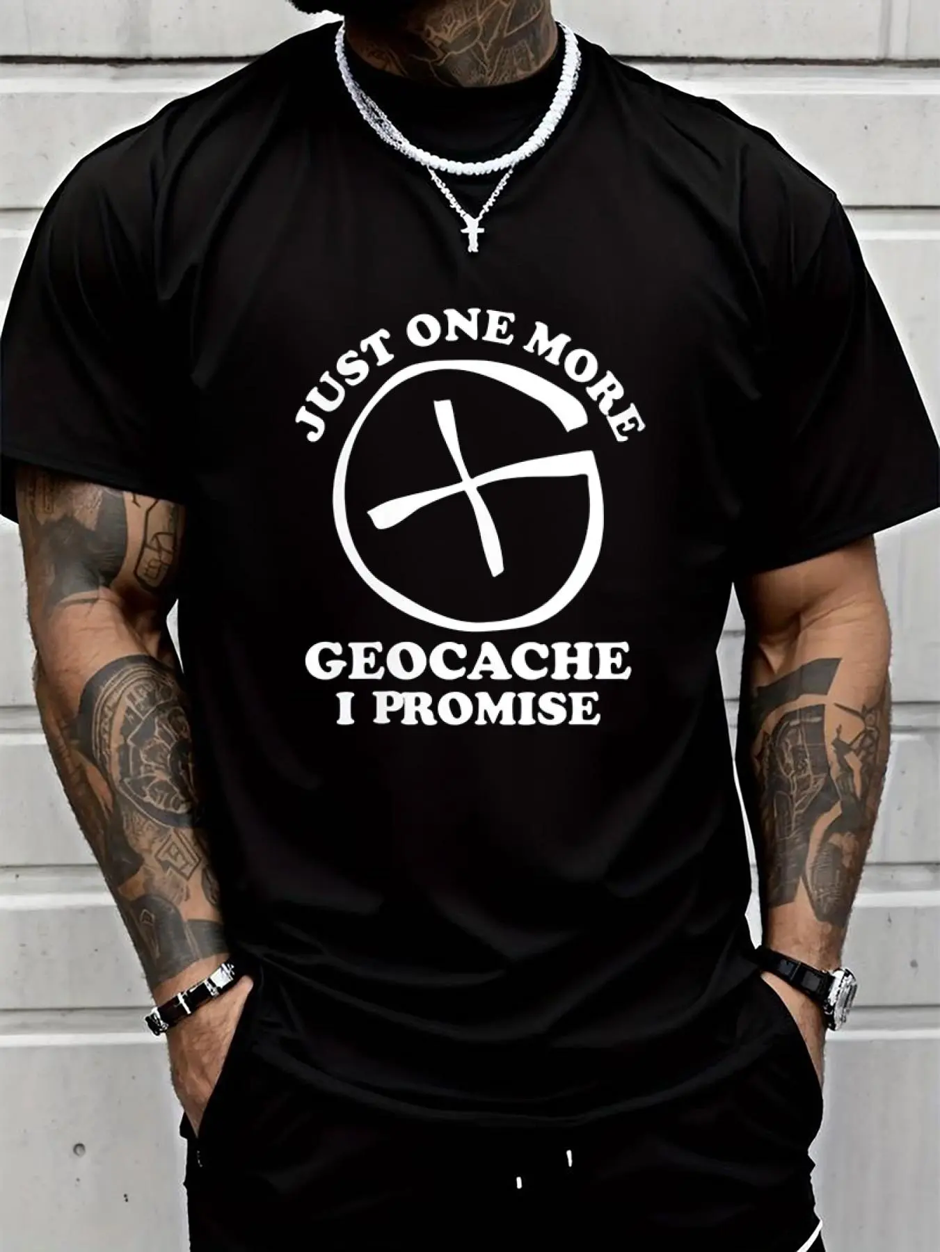 100% cotton Mens Geocaching for Geocacher o-neck T-Shirt Men Graphic T-Shirt Cotton Print short Sleeve Casual Top, Summer Tee Mens Tops