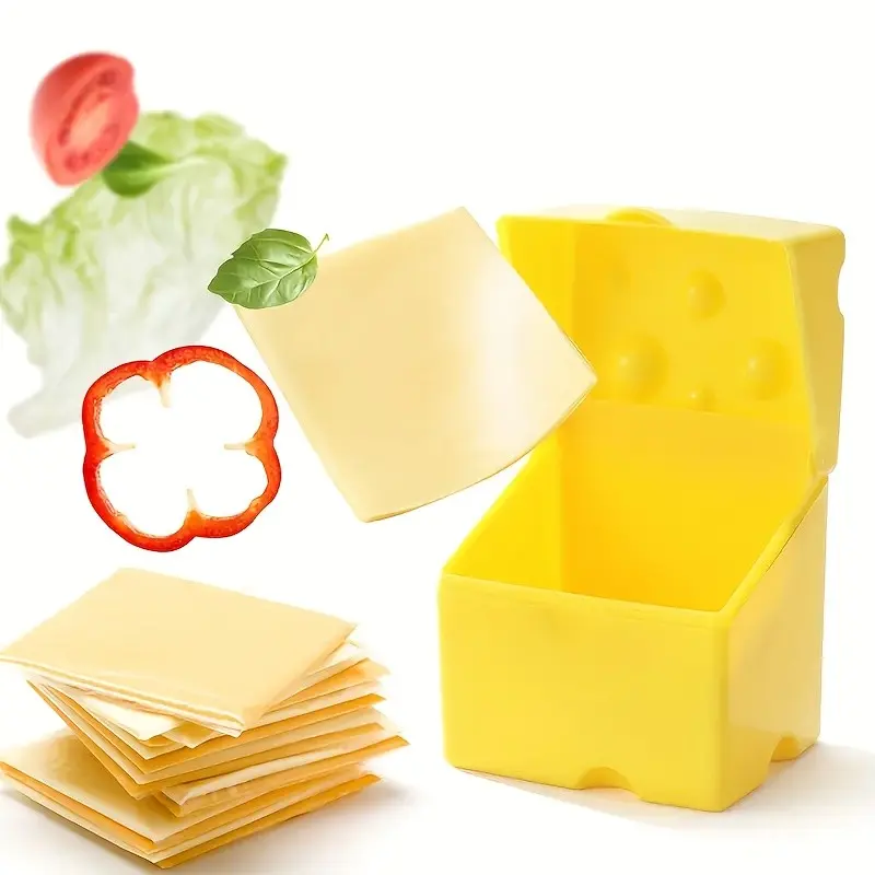 Cheese Storage Box, Kitchen Flip-Top Cheese Container, Refrigerator Freshness Keeper, Cheese Division Organizer, Food Preservation Tool, Snack Containers, Lidded Storage Container, Plastic Food Storage