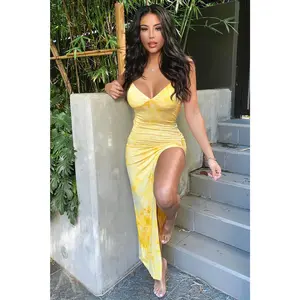 Dying For Your Love Tie Dye Maxi Dress - Yellow/combo
