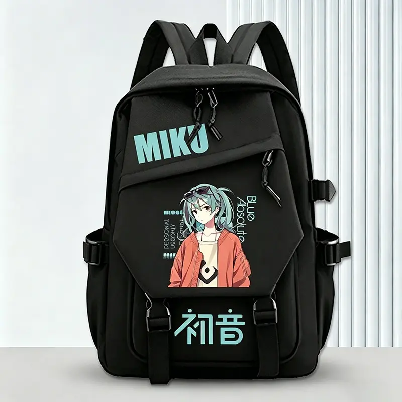 Hatsune Miku Backpack, Anime Printed School Backpack, Large Capacity Laptop Bookbag, Student Travel Daypack for Boys Girls Kids Teens, Elementary Middle School & College, Back to School