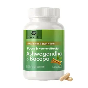 Men & Womens Health – Ashwagandha & Bacopa for Stress, Hormonal Health PMS & Menopause Relief | 60 Vegan Caps