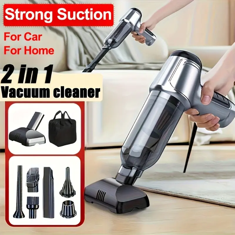 Portable, Handheld Vacuum Cleaner with 12000Pa Suction, a Mini Car Vacuum, Featuring an 80W Brushless Motor, a 2-In-1 Dust Cleaner Suitable for Cars, Sofas, Kitchens, And Pet Hair Cleaning, Equipped with a Floor Brush