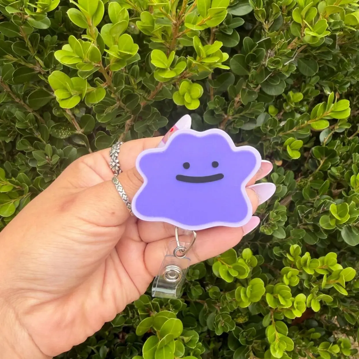 mens badge reel, purple character, character badge reels, creatures