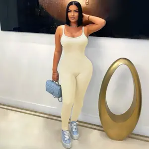 summer autumn clothes Fashion Women Knit Ribbed sleeveless strap fitness yoga Jumpsuits 2025 new Street Party Outfit One Piece Suit Rompers