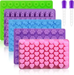 Silicone Gummy Molds Set of 5 Candy Molds with 2 Droppers Convenient Filling Silicone Gummy Molds Set Includes Dinosaur