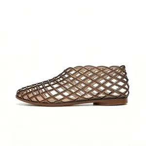 Women's Jelly Ballet Flat Sandals Slip on Closed-Toe Mesh Flats Crystal Slippers for Beach Summer Indoor Outdoor Casual Walking Shoes
