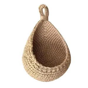3PCS Rattan Woven Storage Basket with Hooks, Multi-Purpose Mesh Bag for Home Organization, Decorative Basket for Fruits, Cosmetics, Wall Hanging Planters, Home Organizer