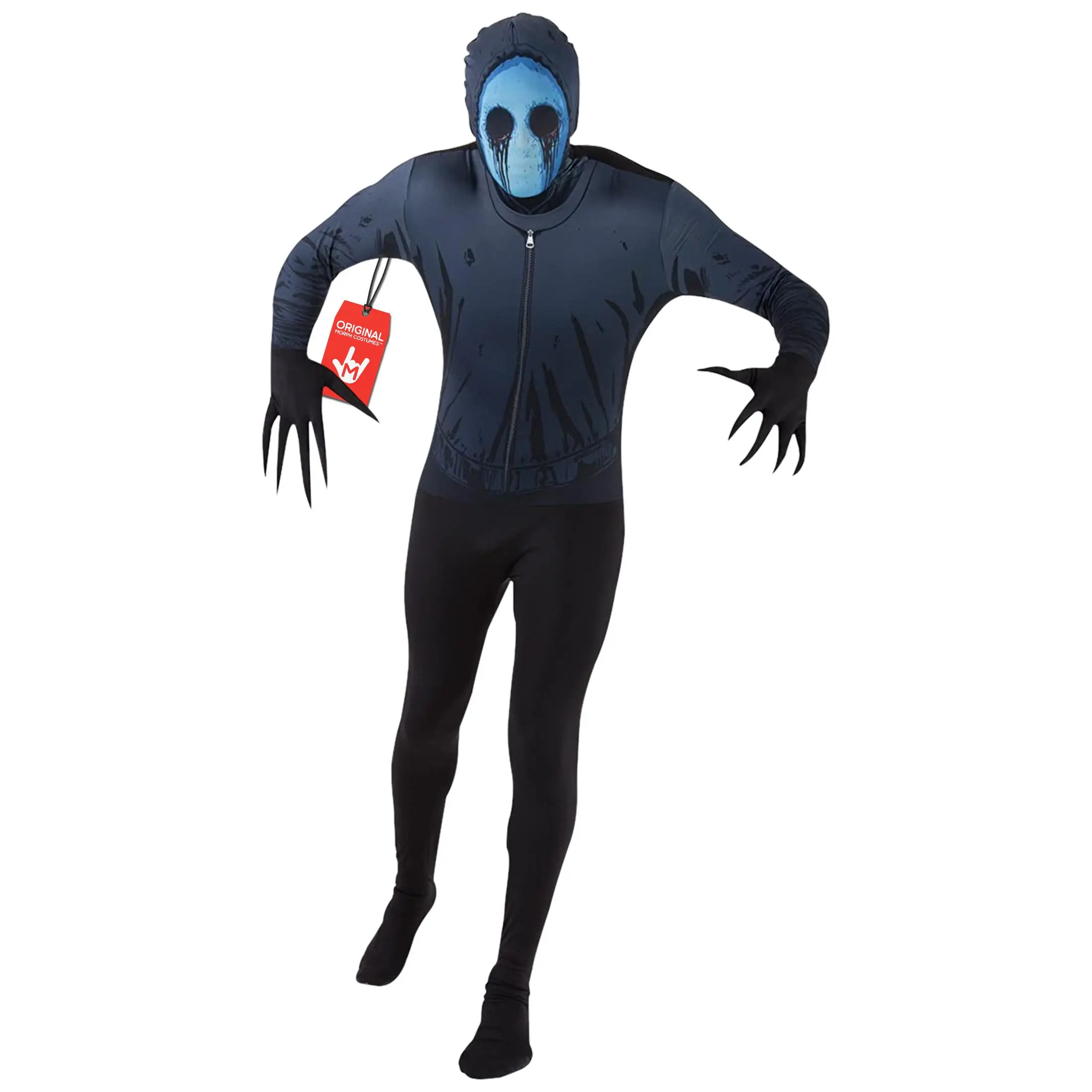 Monster Morphsuit Adult Full Body Costume for Halloween, Spooky Parties & Cosplay | Stretchy Breathable Polyester-Elastane Unisex Eyeless Jack Zentai Bodysuit with Hooded Mask, Full Coverage & Double Zipper