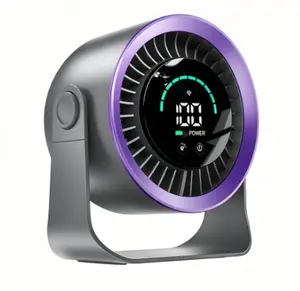 USB Rechargeable Quiet Desk Fan, 100 Adjustable Speeds Desktop Fan with LED Display, 360° Rotatable Wall Mountable Portable Cooling Fan for Home Office Bedroom