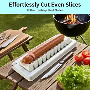 Professional Hot Dog & Banana Slicer-Durable BBQ & Camping Tableware| Easy-to-clean versatile kitchen assistant for cooking, grilling, partying and camping, commercial-grade stainless steel knives for sausage/ham/cheese