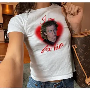 BABY TEE Anakn Skywalker 'I can Fix him' Graphic Baby Tee y2k shirt Clothing, Crop Top Shirt