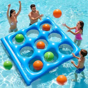 Giant Inflatable Tic Tac Toe Pool Game Set Floating Pool Toy with 10 Balls Outdoor Water Games for Kids Teens & Adults Family Pool Party & Beach Fun 2–10 Player Summer Pool Toys