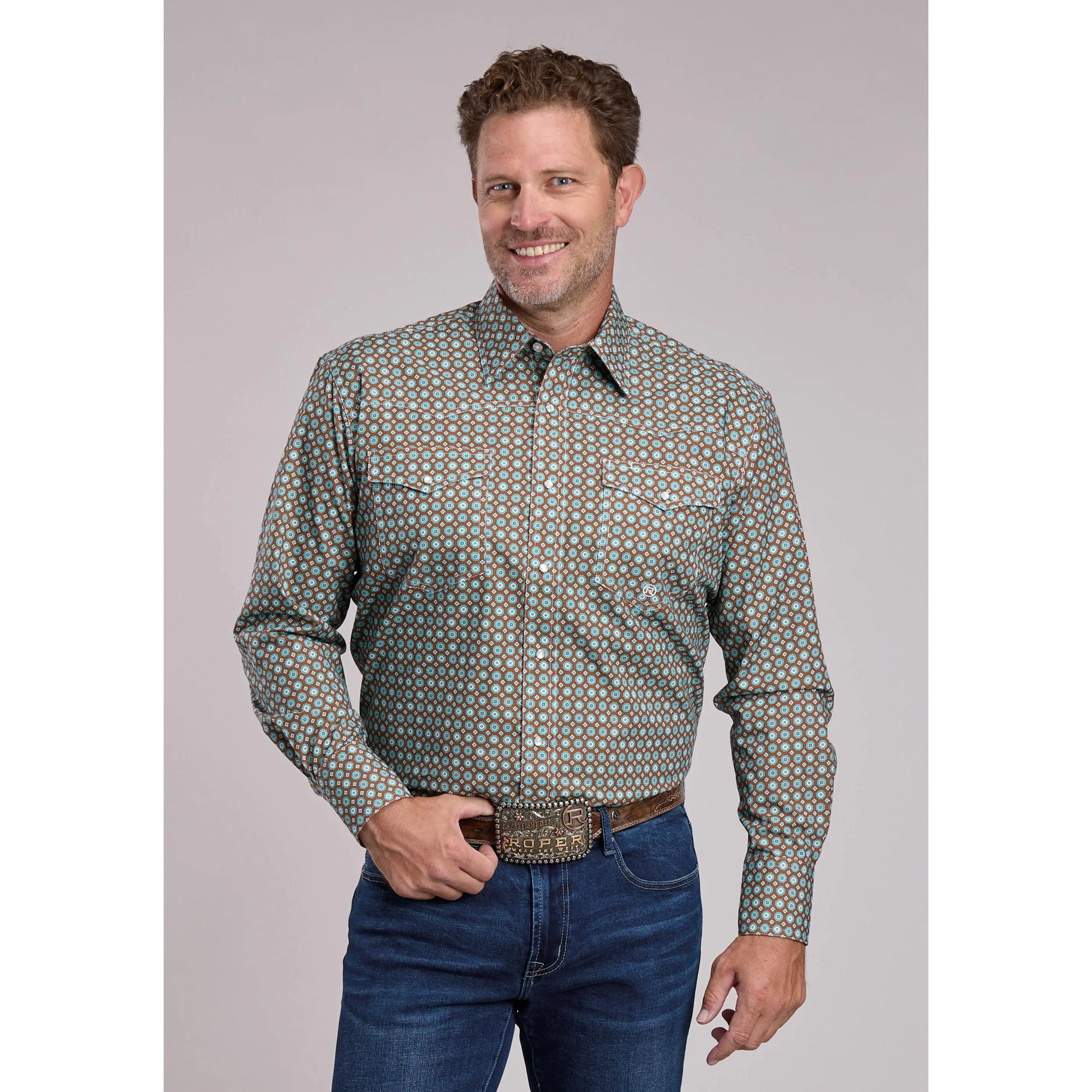 Mens Roper Canyon Foulard Long Sleeve Snap Shirt