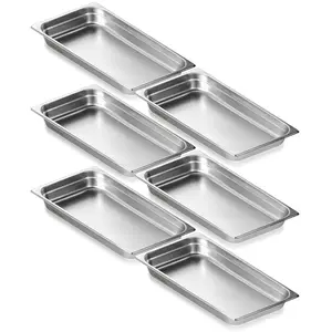 VEVOR 6 Pack Hotel Pans,  Full Size Anti-Jam Steam Pan, 0.8mm Thick Stainless Steel Restaurant Steam Table Pan, 2.5-Inch Deep Commercial Table Pan, Catering Storage Food Pan, for Industrial & Scientifi Bakeware Sturdy