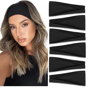 Women's Solid Color Sports Headbands Set of 6, Elastic Yoga Sweat Absorbing Headband, Running Hair Tie, Ideal for Exercise and Gym Workouts, Fitness Sweat Band, Sweat Wicking Headband, Training Headband, Sweatband Headband