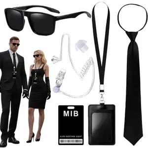 6pcs MIB Agent Costume Props Accessories For Men Women, Includes Sunglasses, Tie, And ID Badge, Secret Service Costume Set for Cosplay Halloween Party Accessories Men's Costumes Accessories