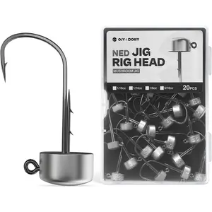 Ned Rig Jig Heads, 20 Pack Finesse Mushroom Jig Hooks Kit for Bass Fishing 1/16 3/32 1/8 3/16oz rod and reel combo fly freshwater