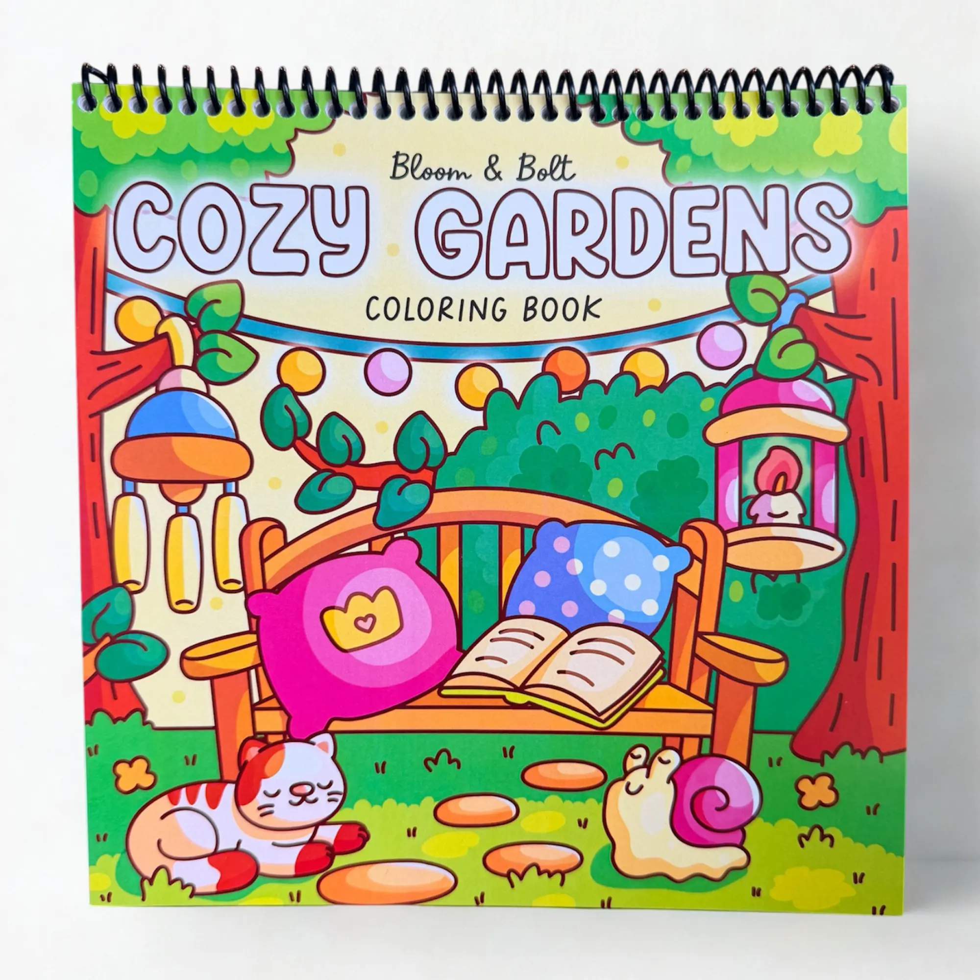 Bloom & Bolt Cozy Coloring Book - 40-Page Thick Cardstock Art Supply, Left-Handed & Right-Handed Friendly Paper, Beginner-Focused Office Stationery, Creative Time Stress Reliever for Adults, Ideal Birthday Gift, Unisex, Charming Scenes
