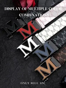 Men's Business Fashion Letter Design Belt, Casual Alphabet Print Waistband for Jeans Trousers, Trendy All-match & Exquisite Belt for Birthday Gift, Casual Dress Belt